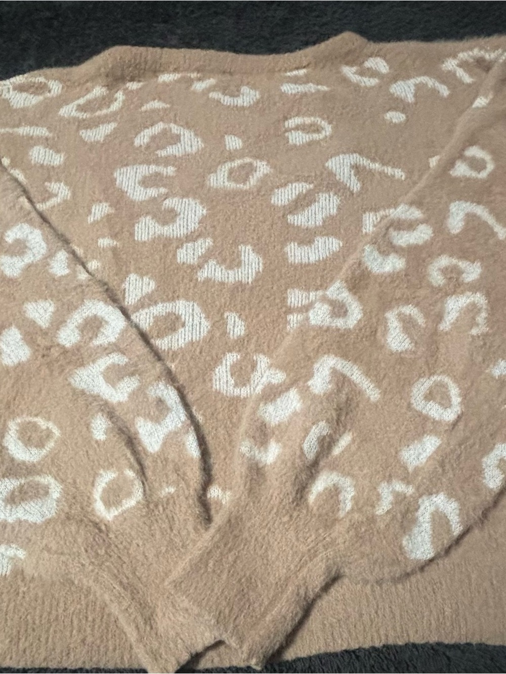 Express Taupe & Cream Leopard-Print Crewneck Sweater
